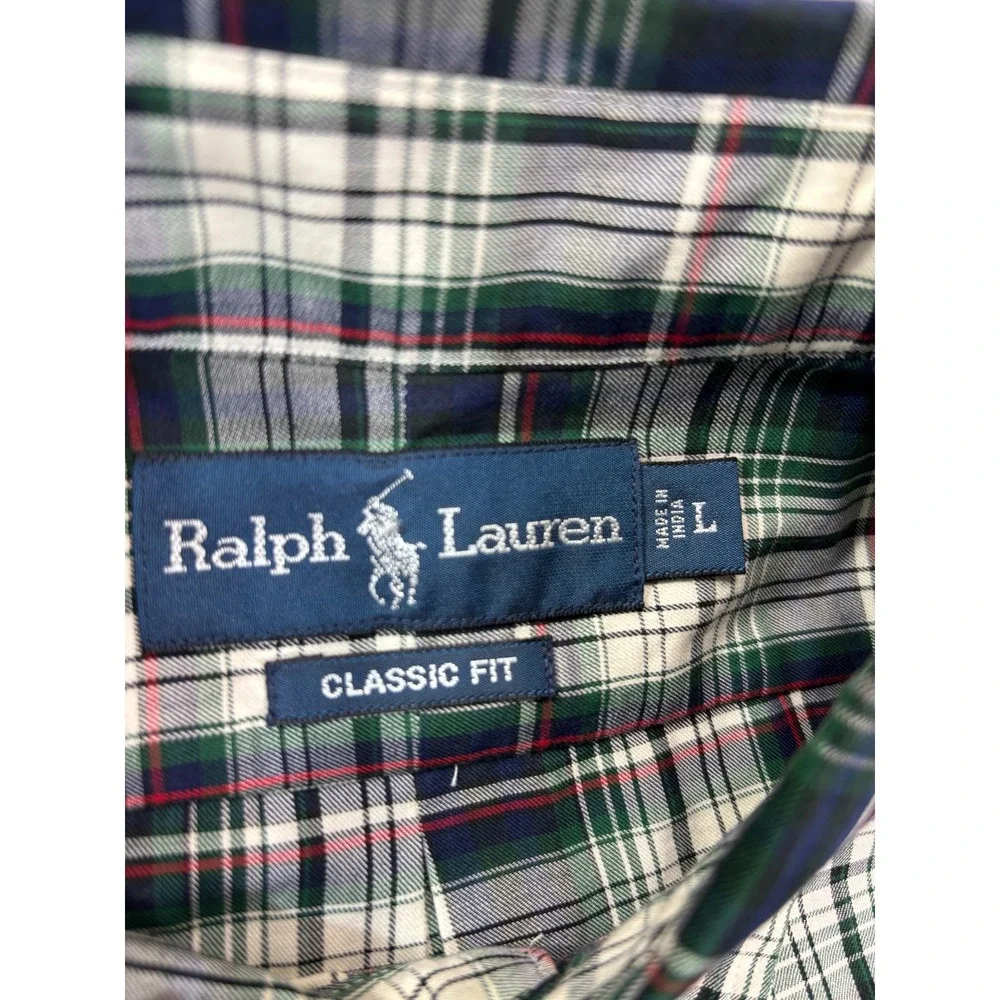 Vintage Polo Ralph Lauren Men's Plaid Classic Fit Button Up Dress Shirt Size L